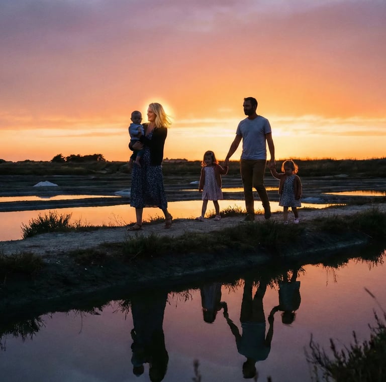 famille dans les marias salants de Guérande solidarité mucoviscidose