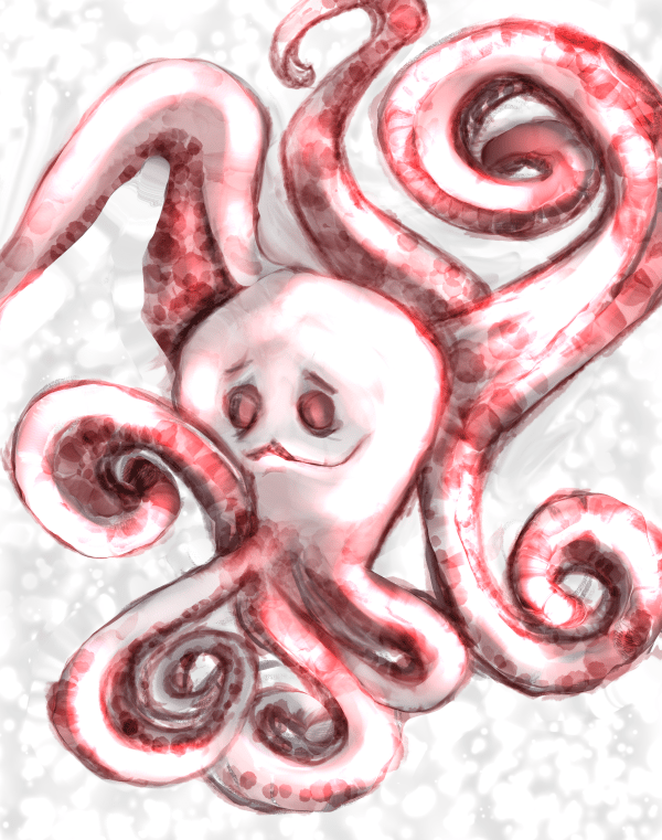 a red octopus octopus in a white background