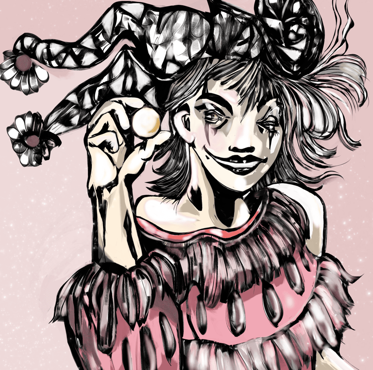 an illustration of a woman in a pink