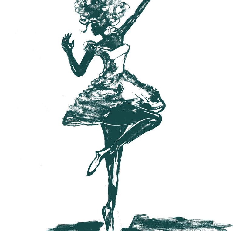 a woman in a dress , dancing