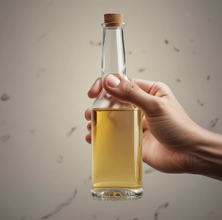 a hand holding a bottle of medicine