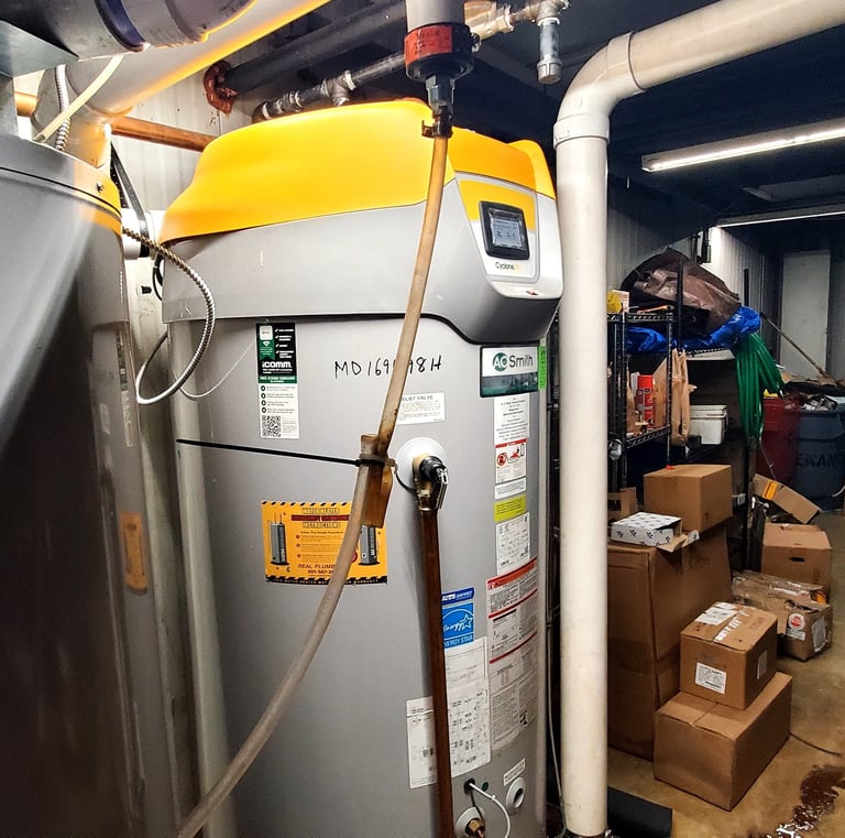Code-compliant gas water heater install in the City of Rockville Maryland