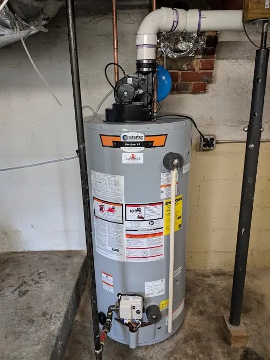 Energy-efficient gas water heater installed by WaterHeatersNearMe.pro in the City of Rockville MD