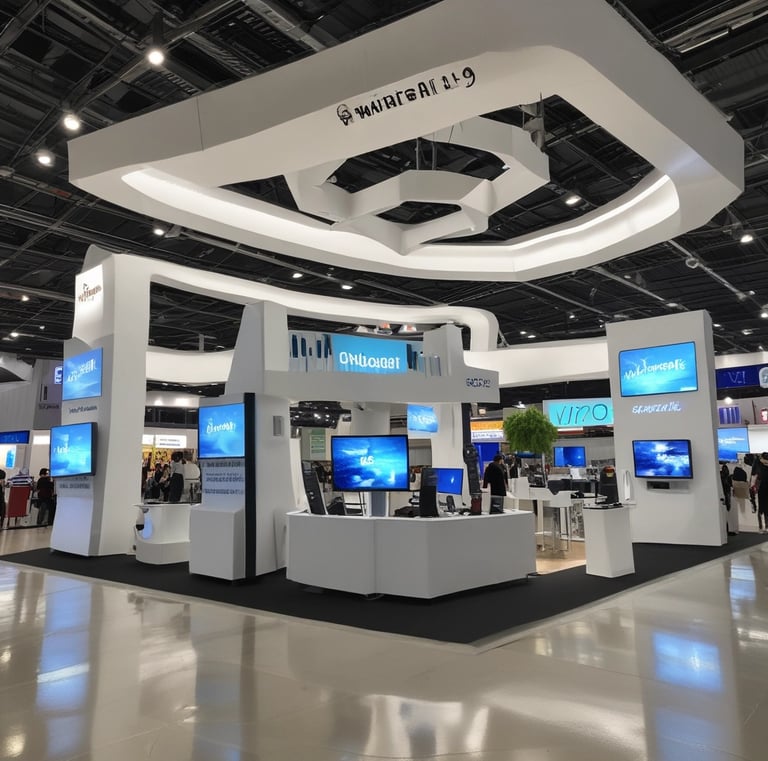 An aerial view of an outdoor festival with colorful tents.