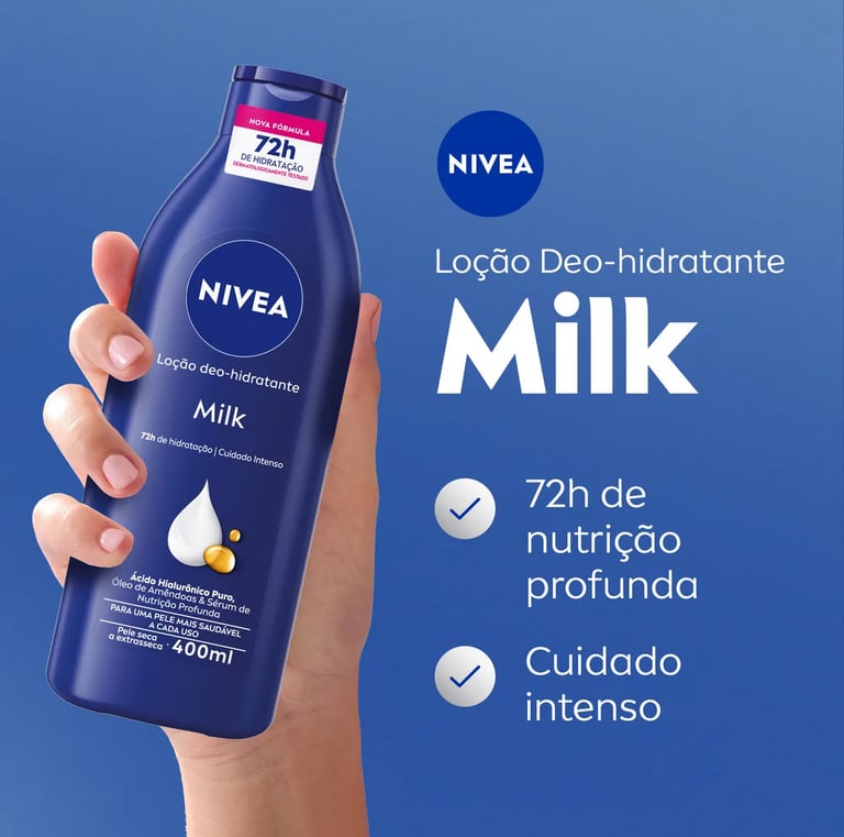 Loção Nivea Body Milk Hidratante Pele Seca Extrasseca