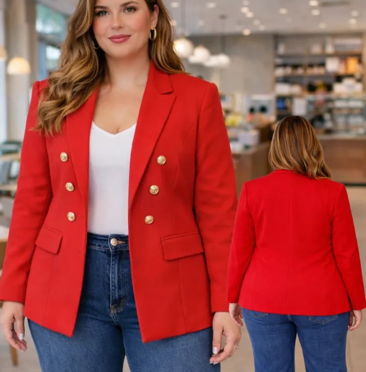 Blazer Feminino Alfaiataria Plus Size Terninho Até O G3