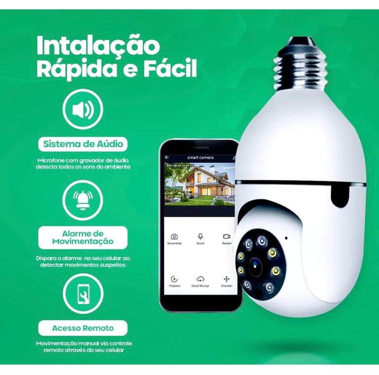 Câmera de segurança wi-fi ip sem fio 360 Lâmpada