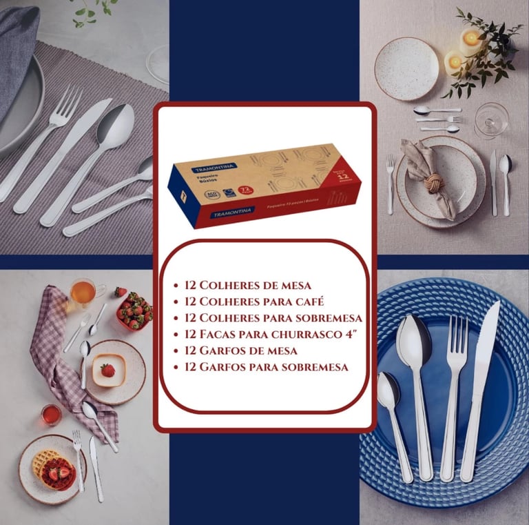 Faqueiro Tramontina Aço Inox Facas Churrasco Búzios 72 Peças