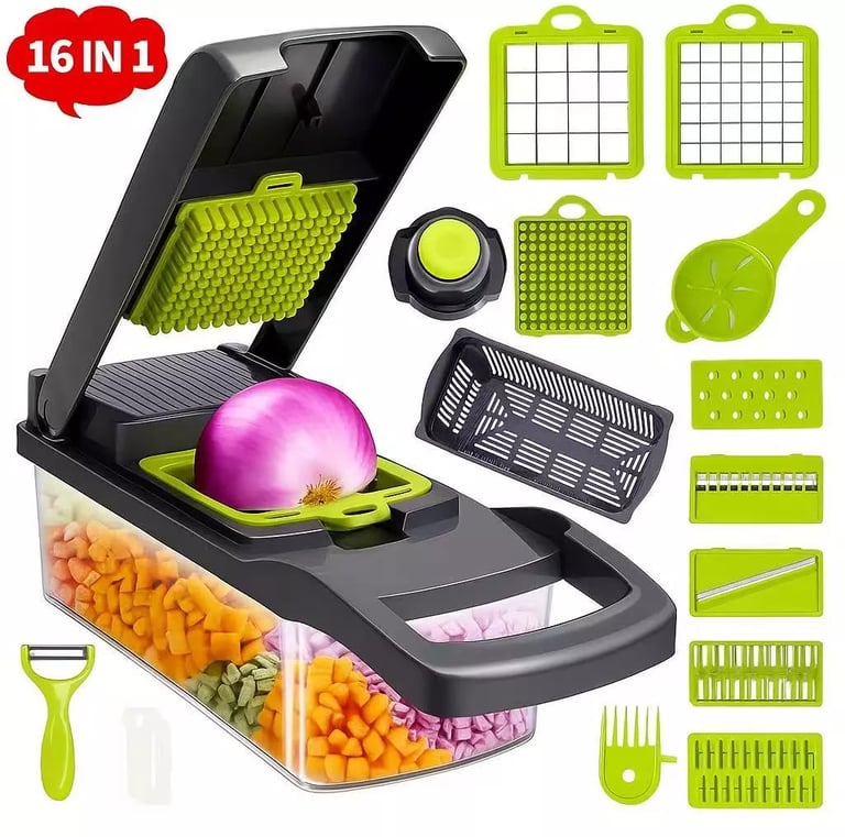 Fatiador de legumes cortador verduras multifuncional profissional em aço inoxidável 16 em 1
