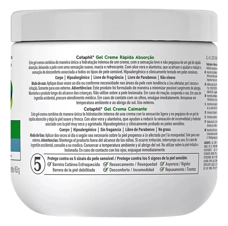 Gel Creme Hidratante Corporal para Pele Sensível Cetaphil 453g