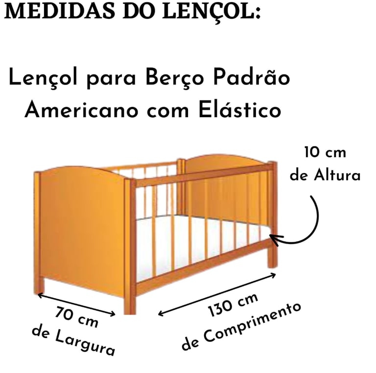 Kit 3 Lençol Berço Americano Percal 400 Fios Macio com Elástico 130x70cm 