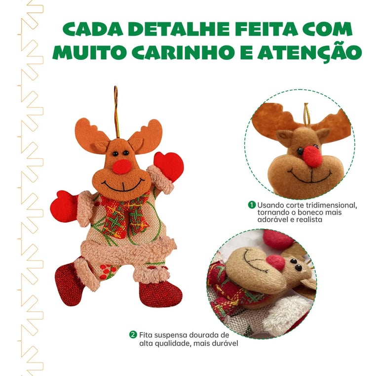 8 bonecos decorativos de natal