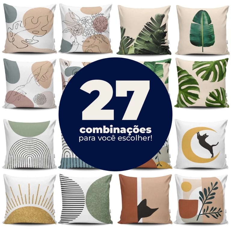 Kit 4 Capas de Almofadas Decorativas Estampadas