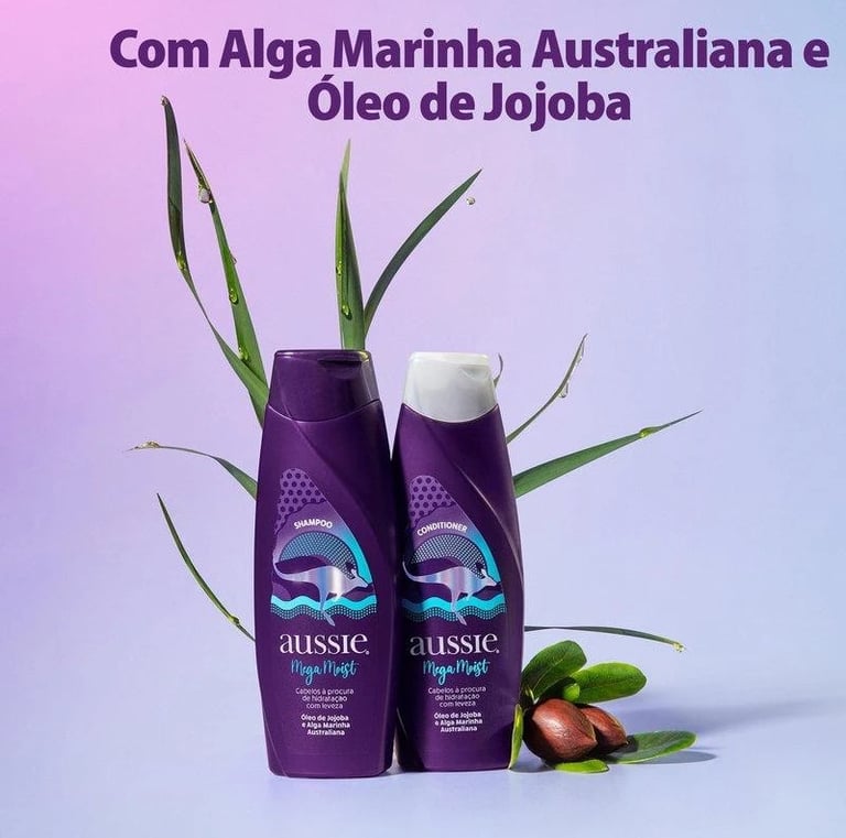 Kit Aussie Mega Moist Super Hidratação Shampoo 360ml e Condicionador 180m
