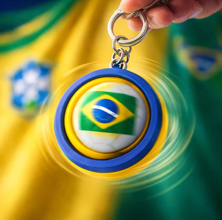 Kit 3 Chaveiros Giratório Brasil Copa do Mundo 2026 Anti Estresse