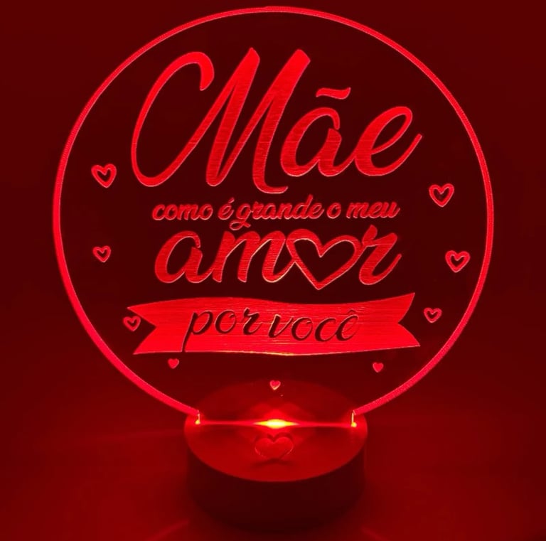 Luminária Led 3D Dia das Mães Presente Criativo Abajur