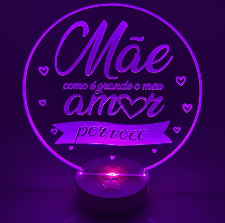 Luminária Led 3D Dia das Mães Presente Criativo Abajur