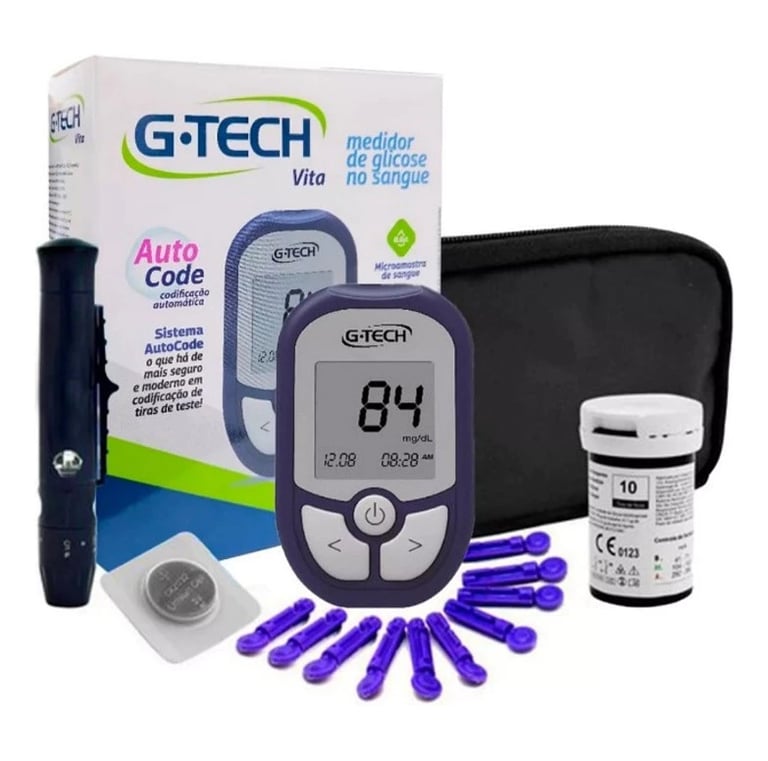 Medidor Glicose Diabete Gtech Vita Kit