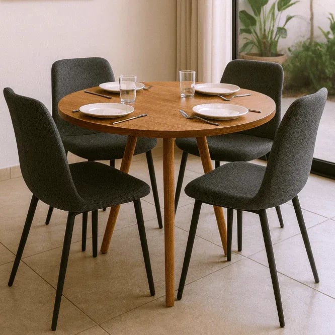 Mesa de jantar 4 lugares de cozinha ou sala redonda de 70cm ou 80cm