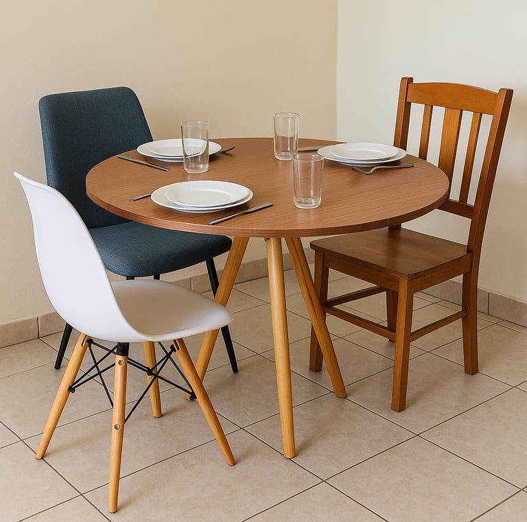 Mesa de jantar 4 lugares de cozinha ou sala redonda de 70cm ou 80cm