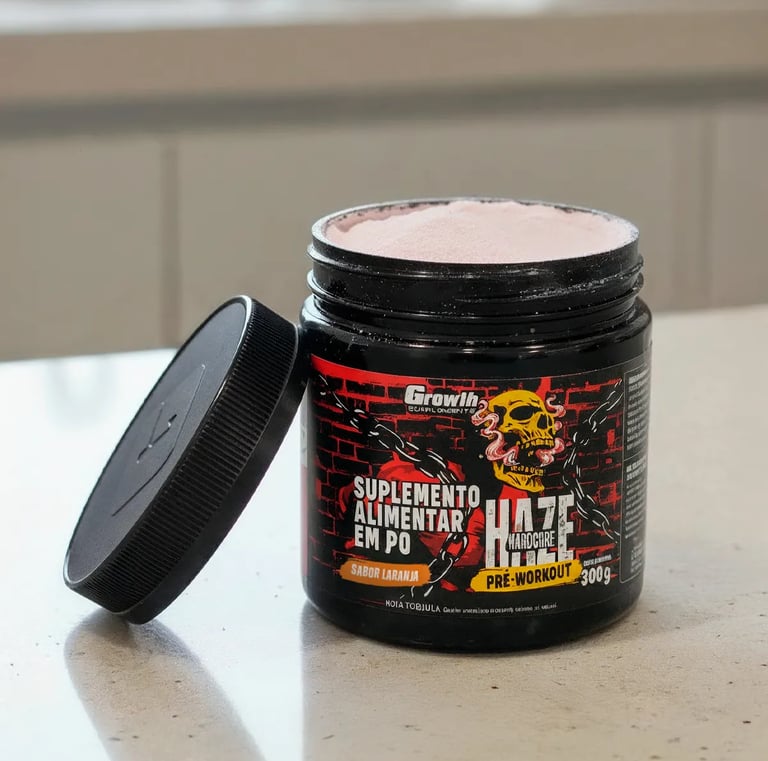 Suplemento Pré-treino Haze Hardcore 300g Growth - Laranja