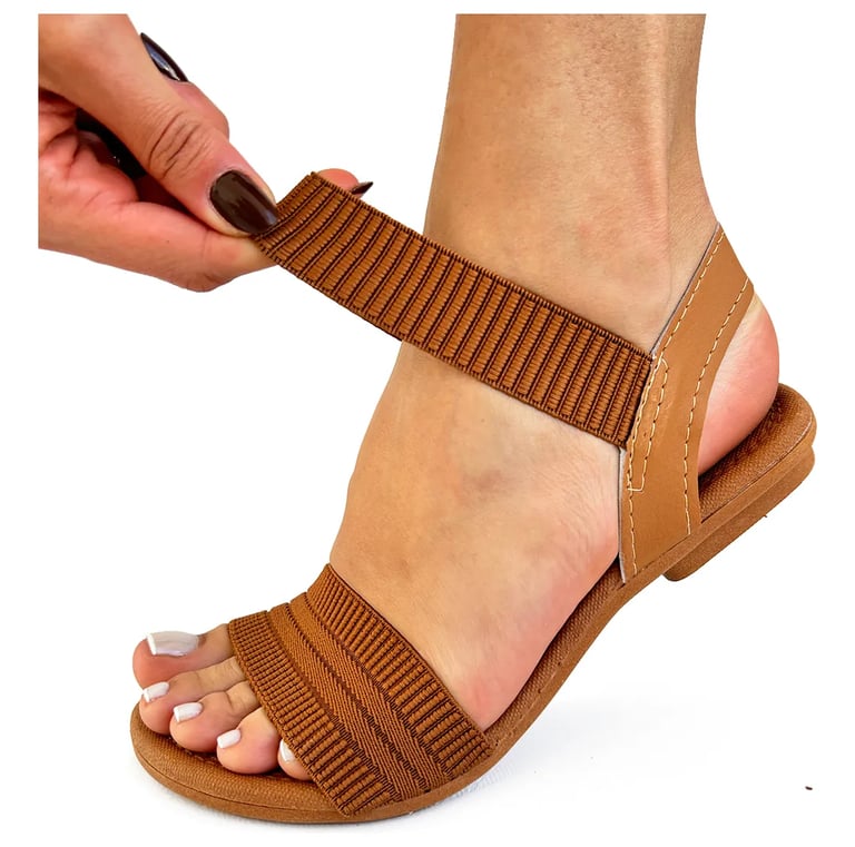 Sandália Feminina Elástico Ortopédica Anatômica Confort