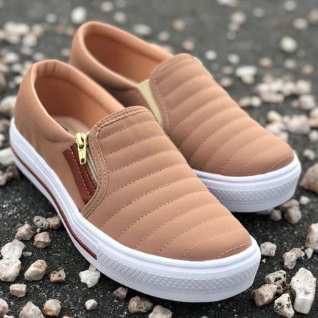 Tênis Sapatênis Sapatilha feminino Slip On Zíp