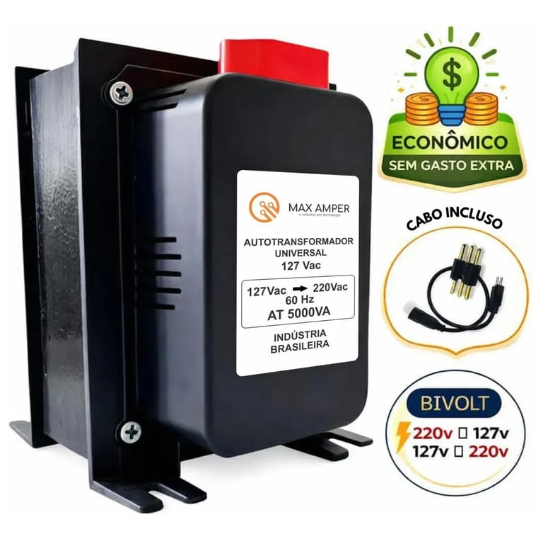 Transformador 5000va 110-220 Ou 220-110 Conversor Bivolt 12000 Btus C/ N F