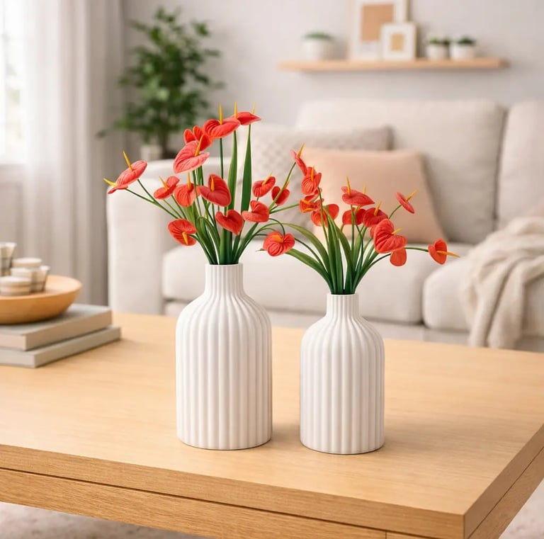 Vasos Decorativos Branco Kit Com 2 Peças 