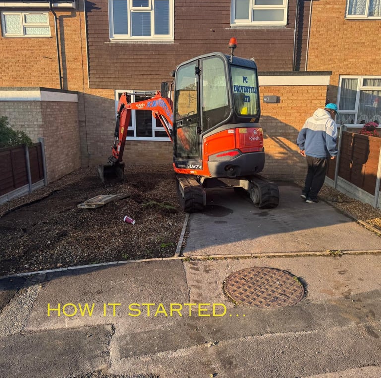 Before image of a driveway in Bedford