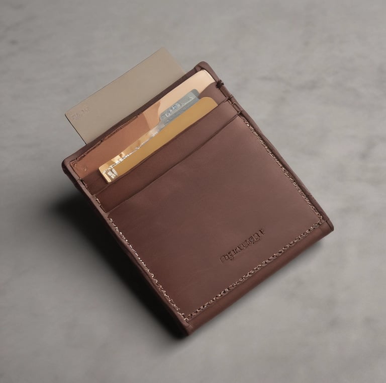 Minimalist wallet resting beside a smartphone, emphasizing mobile-friendly design.