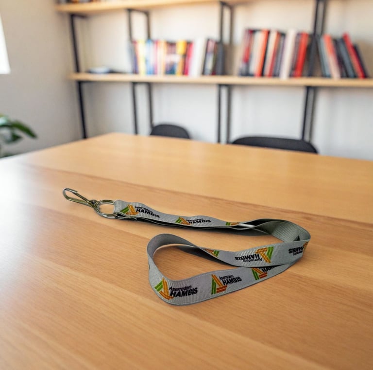 cintas lanyards de un cliente para la exposición anual