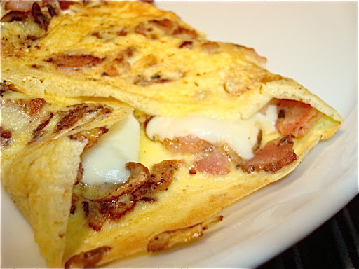 bacon egg cheese crepe