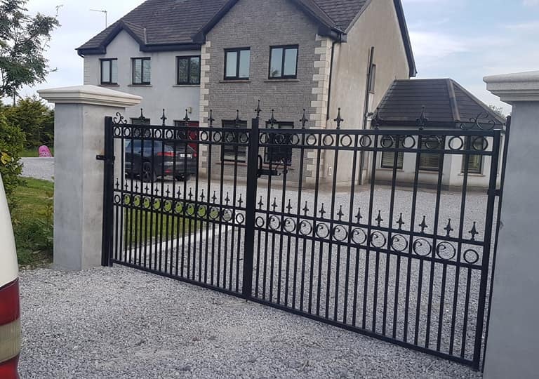 Large black iron gates