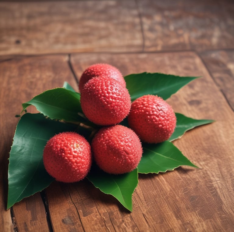 Bright pink guava fruit with green leaves on a clean white background.