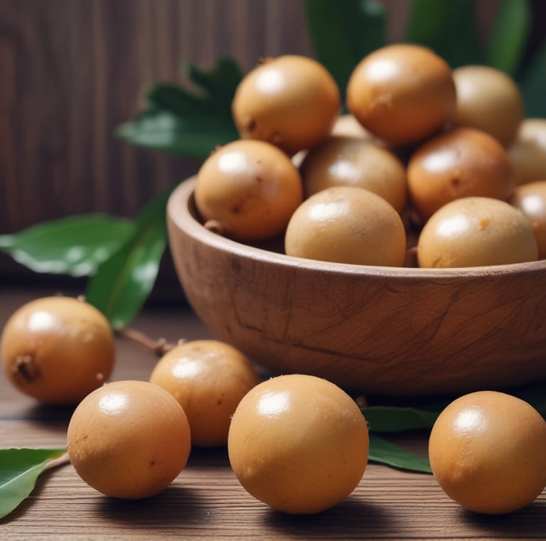 Whole coconut with a cracked shell exposing white coconut meat inside.