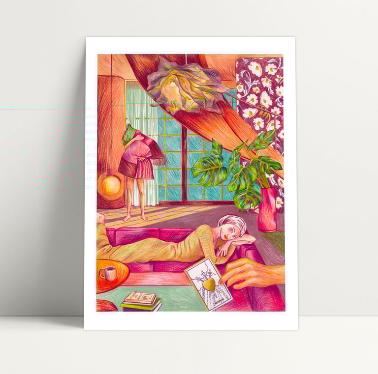a woman is sitting on a couch with a book