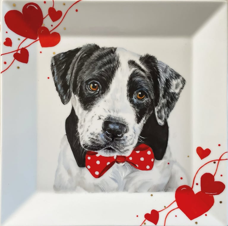 Cane dipinto su porcellana 