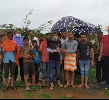 Distributing Plants to Seharia Adivasis of Gwalior, Madhya Pradesh