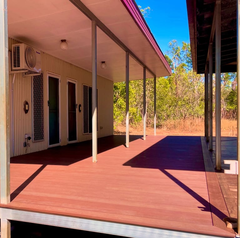 a raised home with decking 