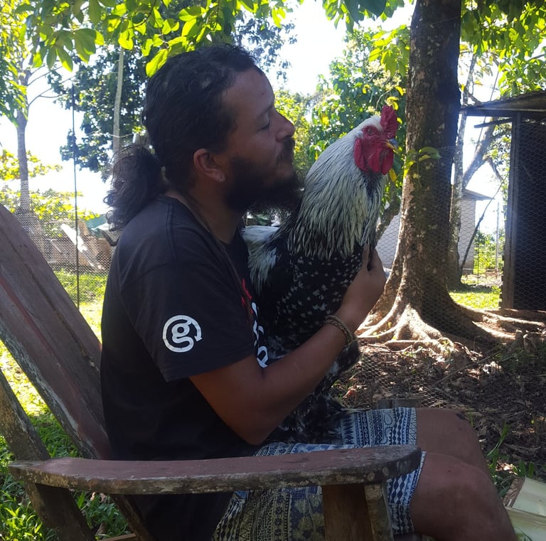 relaxing with local people