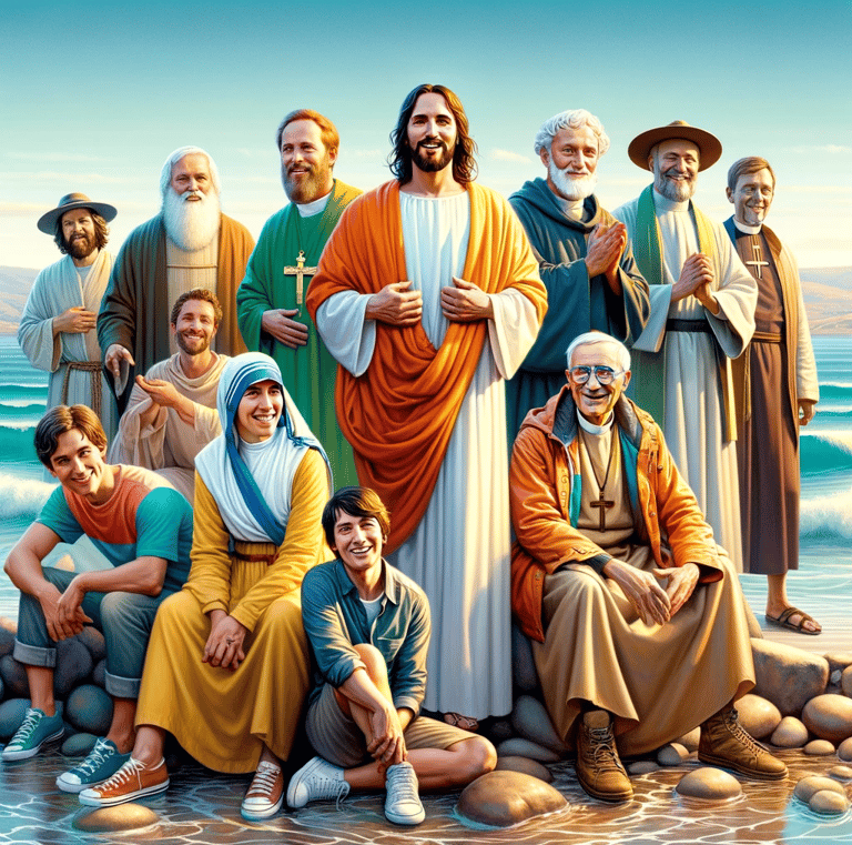 a group of people standing around a group of people
