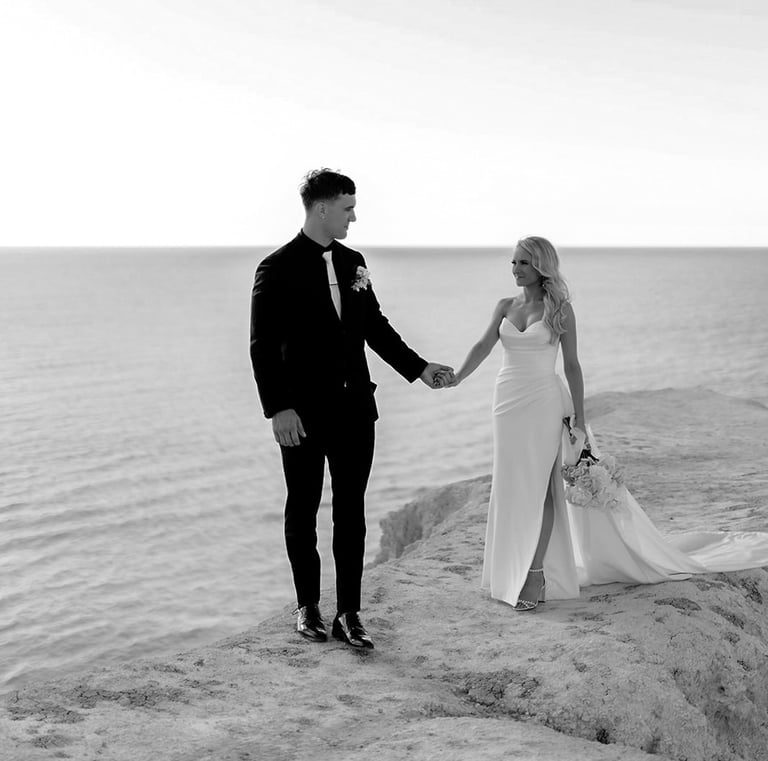 sunset shoot with bride and groom