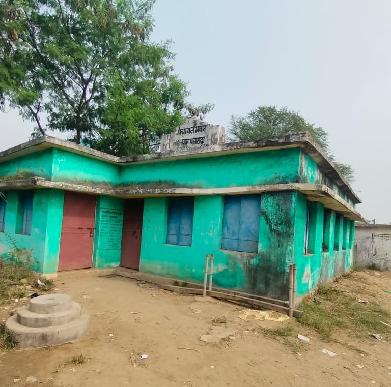 blue building