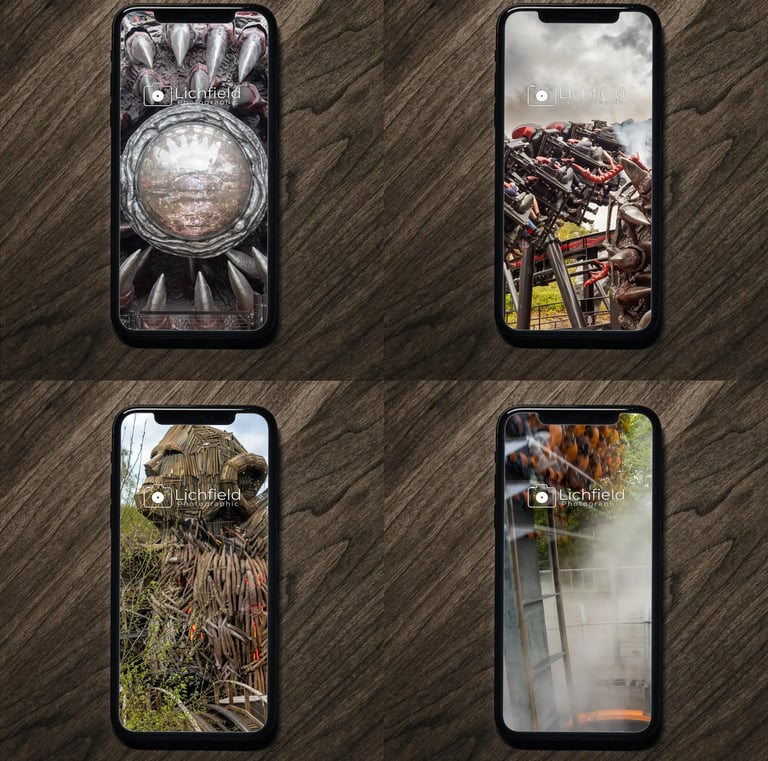 a group of four high resoltion phone backgrounds based on Alton Towers