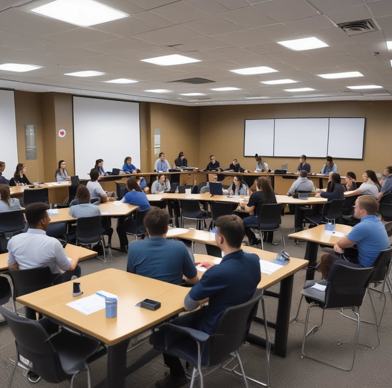 A close-up of a surveying instrument, specifically a total station, mounted on a tripod. The instrument features an orange cylindrical target with a reflective surface and a black and yellow square backing with a cross pattern. The background is blurred, showing some cars and trees, suggesting an outdoor setting.