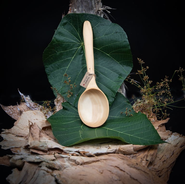A hand carved wooden spoon