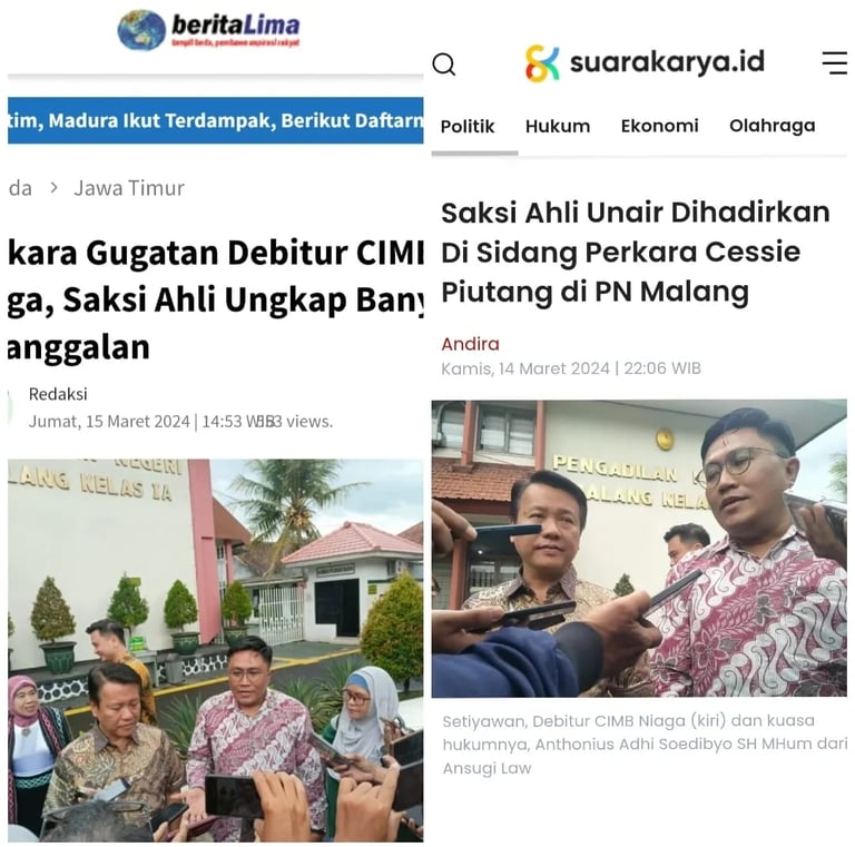 Anthonius Adhi Soedibyo saat menggugat CIMB Niaga