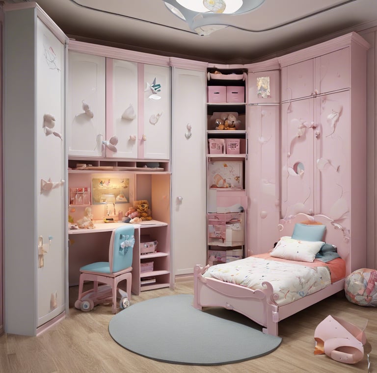 two beige wooden tables in white room