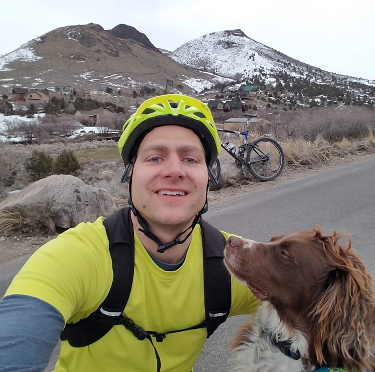 Tanner Morrill brittany spaiel dog mountian biking